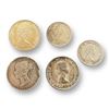 Image 2 : 5 Assorted Vintage Canadian Silver Coins: 50Cent, 25Cent, & More