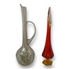 Image 1 : 2 Vintage Art Glass Pieces: Pitcher And Vase