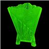 Image 1 : Vintage Floral Themed 3 Footed Uranium Glass Vase