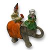 Image 2 : Vintage Circus Theme Moveable Clown On Elephant Salt+Pepper Shaker Set
