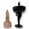 Image 1 : 2 Art Deco Topless Women Pieces: Pink Glass Frog & Lidded Candy Bowl