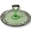 Image 2 : Vintage Sterling Overlay Uranium Handled Plate & Fostoria Coin Ashtray