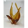 Image 1 : Vintage Amber Chalet Art Glass Vase