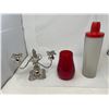 Image 1 : 3Pcs Of Collectibles: Oil Lamp Chimney, Frost Glass Cocktail Mixer, Candelabra