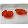 Image 1 : 2 Vintage Red Art Glass Candle Holders