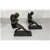Image 2 : Pair Of Vintage Bronze Figural Men Bookends