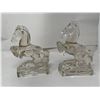 Image 1 : Pair Of Clear Glass Horse Rearing Stallion Book Ends