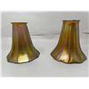 Image 1 : Pair Of Vintage Iridescent Art Glass Lamp Shades