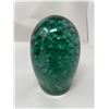 Image 2 : Vintage Art Glass Green Paper Weight *Damaged*