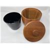 Image 2 : Mid Century Modern Teak Lidded Ice Bucket With Black Glass Insert