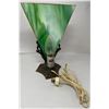 Image 2 : Art Deco Nude Woman Table Lamp With Green Stain Glass Backing