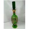 Image 2 : Vintage Hand Painted Gold Floral Decanter Set: Bottle + 4 Glasses