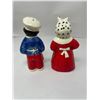 Image 2 : 2 Ceramic Black Americana Salt + Pepper Shakers