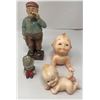 Image 1 : 4Pcs Of Collectible Figures: 2 Bisque Babies, Folk Art Pottery Man, & Mickey Mcguirt