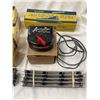 Image 2 : Lot Of American Flyer Train Accessories: Billboard, Track, Trains, & Transformer