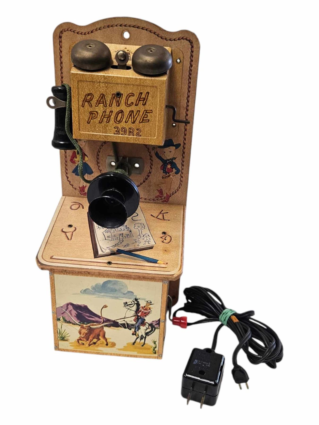 Vintage Toy Ranch Phone 39R2 By The Gong Bell Mfg. Co.