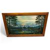 Image 1 : Vintage Framed Original Oil On Canvas Painting  Liard Valley Yukon Trappers Joe