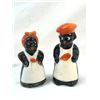 Image 1 : 2 Black Americana Ceramic Salt + Pepper Shakers