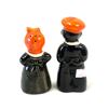 Image 2 : 2 Black Americana Ceramic Salt + Pepper Shakers