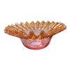 Image 2 : 4 Beautiful Cranberry Ribbon Glass Bowls