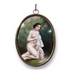 Image 1 : Vintage Hand Painted Porcelain Tile Of Nude Woman