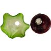 Image 2 : 2 Vintage Lamp Shades: Red Glass With Grape Motif & Pink Stain Slag Glass