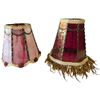 Image 1 : 2 Vintage Lamp Shades: Green Glass With Floral Motif & Pink Stain Slag Glass