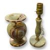 Image 1 : 2 Vintage Onyx Items: Table Lamp And Vase