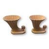 Image 1 : Pair Of Vintage Pink Cornucopia Horn Vases