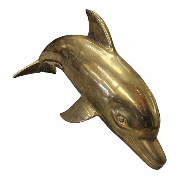 Large Vintage Brass Dolphin