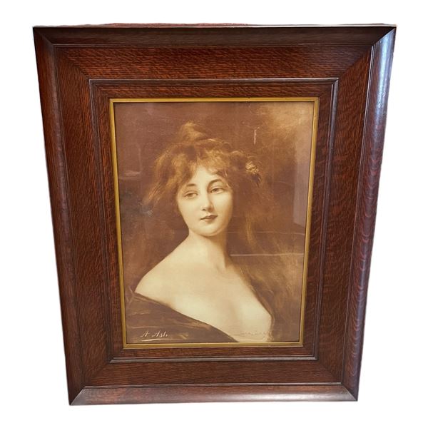 Vintage Framed Print By A. Asti Of A Woman