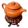 Image 1 : Vintage Asian Pottery Teapot With Wooden Stand