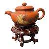 Image 3 : Vintage Asian Pottery Teapot With Wooden Stand