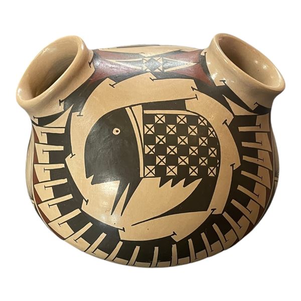 Vintage Hand Made Navajo Round Bottom Double Spout Vase
