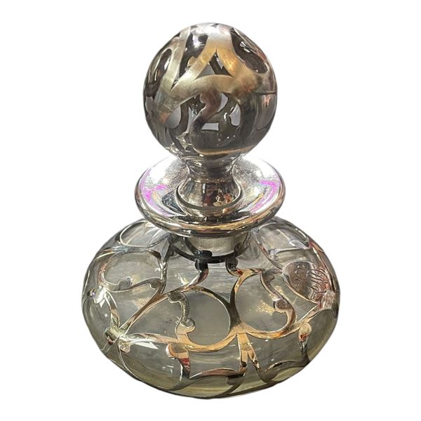 Vintage Silver Overlay Perfume Bottle