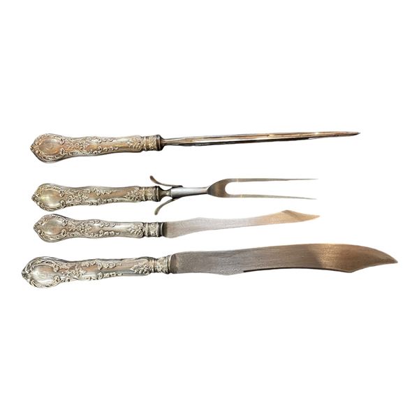 4pc Sterling Silver Handle Carving Set