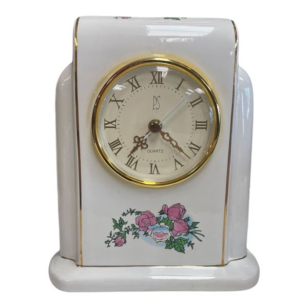 1996 Limited Edition PS Porcelain Floral Themed Quartz Clock