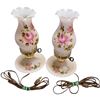Image 1 : Vintage Matching Pink Hobnail Floral Painted Table Lamps