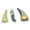 Image 1 : 3Pcs Of Vintage Carved Items: Horn Powder Flasks & Bone Knife