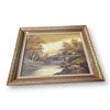 Image 1 : Framed Original Oil On Canvas Cottage In Nature Scene Painting Signed B. Peter
