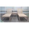 Image 1 : Qty 2 Kettal Mesh Deck Lounge Chairs 74" x 24" x 13"H w/ Matching Table 19" x 19" x 16"H