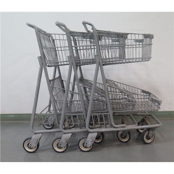 Qty 3 Cari-All Double Basket Express Shopping Carts