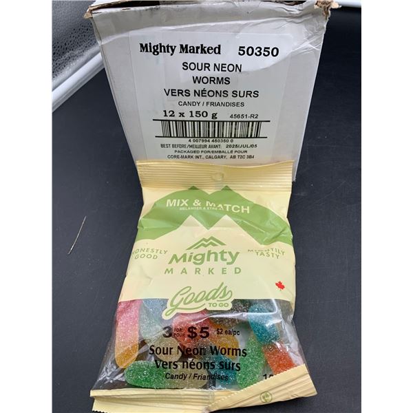 Mighty Marked Sour Neon Worms (12 x 150g)