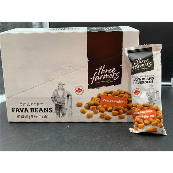 Three Farmers Roasted Fava Beans-Zesty Chedar (12 x 40g)