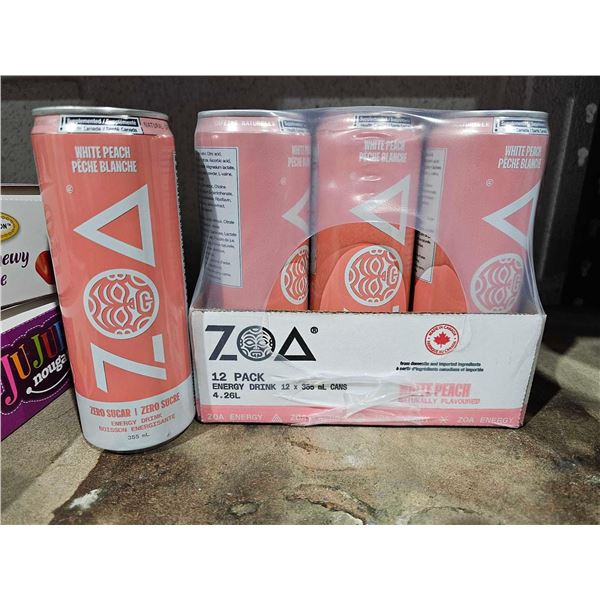 Zoa Zero Sugar Energy Drink White Peach (12 x 355ml)