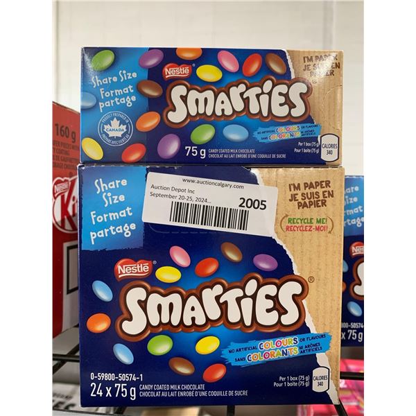 CASE LOT -Nestle Smarties Candy Coated Chocolate 24 x 75g