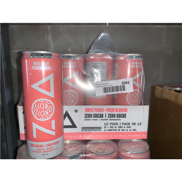 CASE LOT - Zoa Zero Sugar, White Peach Energy Drink (12 x 355ml)