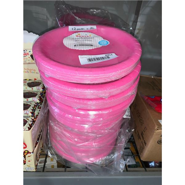 CASE LOT -  Pink Brava Single Use Lunch Plates 12x20 Count