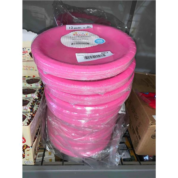CASE LOT - Pink Brava Single Use Lunch Plates 12x20 Count