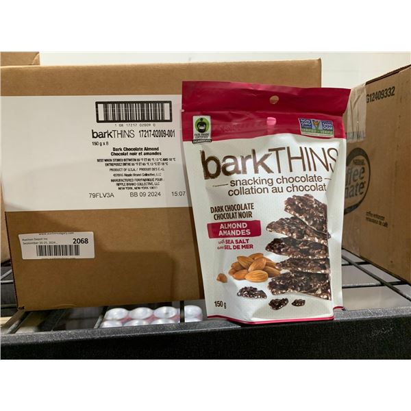 CASE LOT - Bark Thins Snacking Chocolate - Dark Chocolate with Almonds 8x150g
